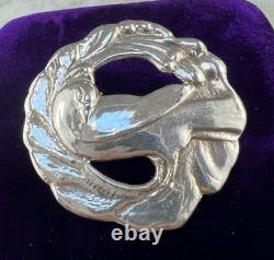 Vintage CARL POUL PETERSEN Rare Large DOVE Sterling Silver BROOCH Signed Heavy
