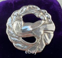 Vintage CARL POUL PETERSEN Rare Large DOVE Sterling Silver BROOCH Signed Heavy
