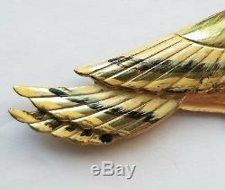 Vintage CORO CRAFT Sterling Gilt Vermeil Hand Enameled DOVE PHEASANT BIRD Brooch