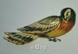Vintage CORO CRAFT Sterling Gilt Vermeil Hand Enameled DOVE PHEASANT BIRD Brooch