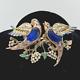 Vintage Coro Craft Blue Glass Belly Birds Duette Sterling Silver Pin/brooch