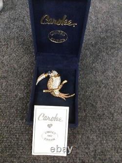 Vintage Carolee limited edition enamel Crystal gold tone bird pin brooch