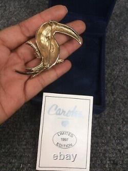 Vintage Carolee limited edition enamel Crystal gold tone bird pin brooch