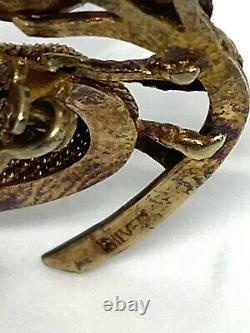 Vintage Chinese Gold Wosh Silver Filigree Enamel Bird Brooch 4.32 G