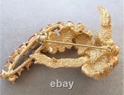 Vintage Christian Dior Brooch Bird / Red Coral 1967s Germany
