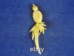 Vintage Christian Dior Gold Tone Bird Brooch Pin 2 3/4 Inch Long