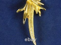 Vintage Christian Dior Gold Tone Bird Brooch Pin 2 3/4 Inch Long