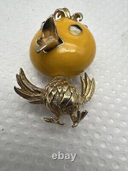 Vintage Ciner Enamel Song Bird Brooch Pin