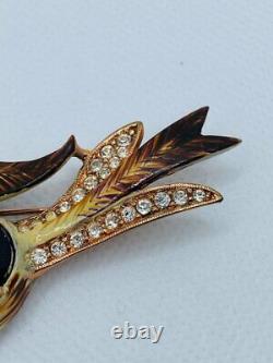 Vintage Coro Costume Jewelry Bird Brooch Jelly Belly Rhinestone