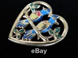 Vintage Coro Sterling Brooch Pin Birds In A Heart 1942 Adolf Katz Design 132,335