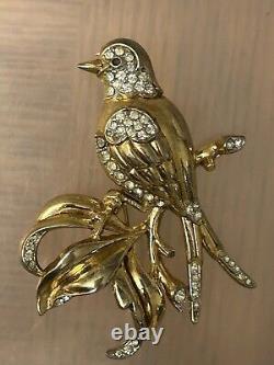 Vintage Crown Trifari Alfred Philippe Bird Rhinestone Figural Brooch Pin 1940