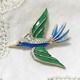 Vintage Crown Trifari Enamel & Clear Rs Blue Bird Brooch