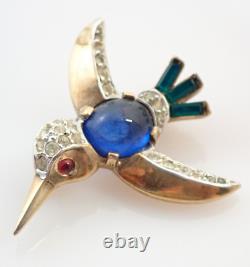Vintage Crown Trifari Signed Pat Pend Jelly Belly Hummingbird Bird Brooch Pin