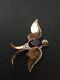 Vintage Crown Trifari Swallow Bird Purple Glass Belly Figural Brooch Dressclip