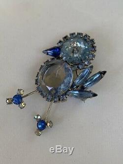 Vintage D&E Juliana Baby Bird Marquise Blue Sapphire AB Rhinestone Pin Brooch