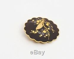 Vintage Damascene Jewelry Set 2 Brooch Pin Pendants & Earrings Flowers + Birds