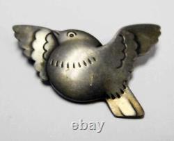 Vintage Deco Georg JENSEN Chubby Sterling BIRD Pin Malinowski Denmark Brooch 320