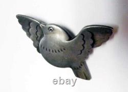 Vintage Deco Georg JENSEN Chubby Sterling BIRD Pin Malinowski Denmark Brooch 320