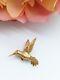 Vintage Detailed 14k Yellow Gold Hummingbird Bird Wings Flying Brooch Pin