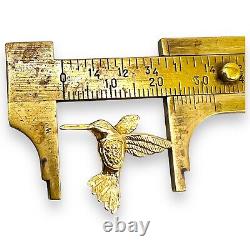 Vintage Diamond Humming Bird Solid 14k Yellow Gold Brooch PIN 1.84 Grams