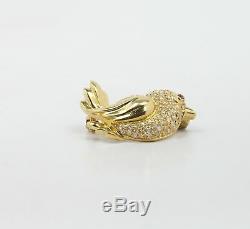 Vintage Dove Bird 18K Gold 1.3 Carat Diamond Brooch Pin