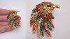 Vintage Eagle Bird Head Brooch Pin Colorful Enamel Unisex Gift Jewelry 1960s