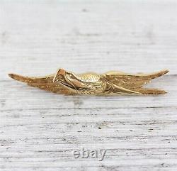 Vintage Eagle Designer Signed 14K Yellow Gold Brooch Pin Pretty Luxury