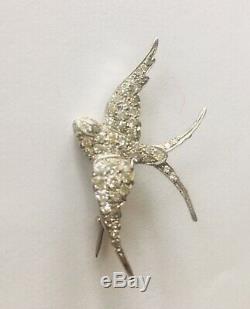 Vintage Edwardian. 925 Sterling 1.5ct. Rose Cut Diamond Bird Brooch Not Scrap Pin