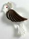 Vintage Elzac 1940's Brooch Pin Lucite Bird Parrot Wood Carved Clear