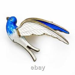 Vintage Enamel BERNARD MELDAHL BIRD Sterling Silver Norway 925S Brooch Pin