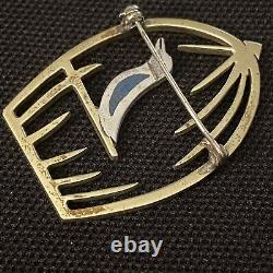 Vintage Estate Brass & Sterling Bird Cage Hand Made Brooch 1 3/4 X 1 1/4