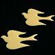 Vintage Estate Copper Yellow Enamel Set Of 2 Bird Brooches Pins 1 3/4 X 7/8