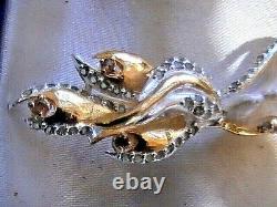 Vintage Estate Statement 3 14K Gold SS Baroque Pearl Ruby Bird Brooch Pin