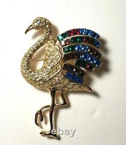 Vintage Figural Bird Heron GIORGIO Duchess of Windsor Swarovski Crystal Brooch