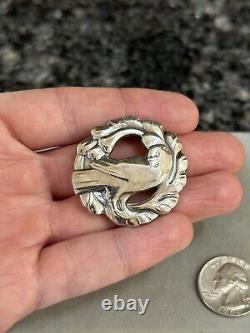 Vintage Georg Jensen Denmark Wreath Dove Bird Sterling Silver Brooch Pin # 165