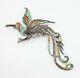 Vintage German Art Deco 800 Silver Enamel Marcasite Bird Of Paradise Brooch