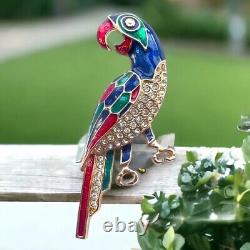 Vintage Giovanni Parrot Brooch Enamel, Rhinestone Avian Masterpiece