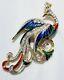 Vintage Gold Attwood And Sawyer A&s Bird Of Paradise Peacock Enamel Brooch Pin