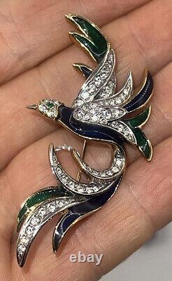 Vintage Gold Attwood and Sawyer A&S Collection Bird Paradise Enamel Brooch/Pin