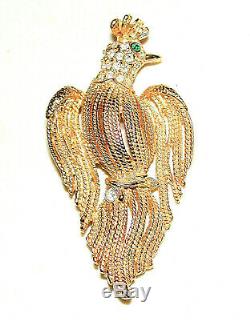 Vintage Golden Crowned Eagle Bird Brooch By Sphinx