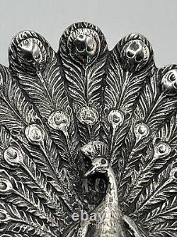 Vintage Guglielmo CINI Peacock 3 Dimensional Sterling Silver 925 Pin 2.75