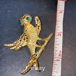 Vintage HTF HATTIE CARNEGIE Bird On A Branch Rhinestone Figural Brooch Pin