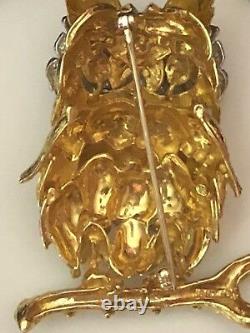 Vintage Hammerman Brothers 18k Gold Diamond Ruby Owl Pin Brooch Exquisite Rare