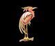 Vintage Hattie Carnegie Heron Crane Bird Brooch Gold Tone & Pink Unsigned B3
