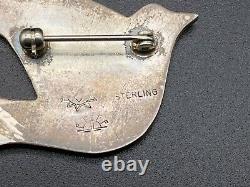 Vintage Hopi Dove Bird Jack Nequatewa Sterling Silver Pin Brooch