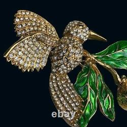 Vintage Hutton Wilkinson Rare Crystal Gold Humming Bird Wasp Pomegranate Brooch