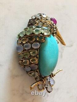 Vintage IRADJ MOINI Huge Large Brooch Pin Sparrow Bird Designer Art Jewelry 4