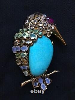Vintage IRADJ MOINI Huge Large Brooch Pin Sparrow Bird Designer Art Jewelry 4