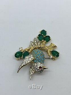 Vintage JOMAZ Mazer Beautiful BIRD Brooch Pin With All Stones In Tact