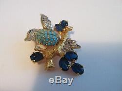 Vintage JOMAZ brooch pin BEAUTIFUL BIRD WITH BLUE DETAILS, SIGNED, YOU'LL LOVE IT